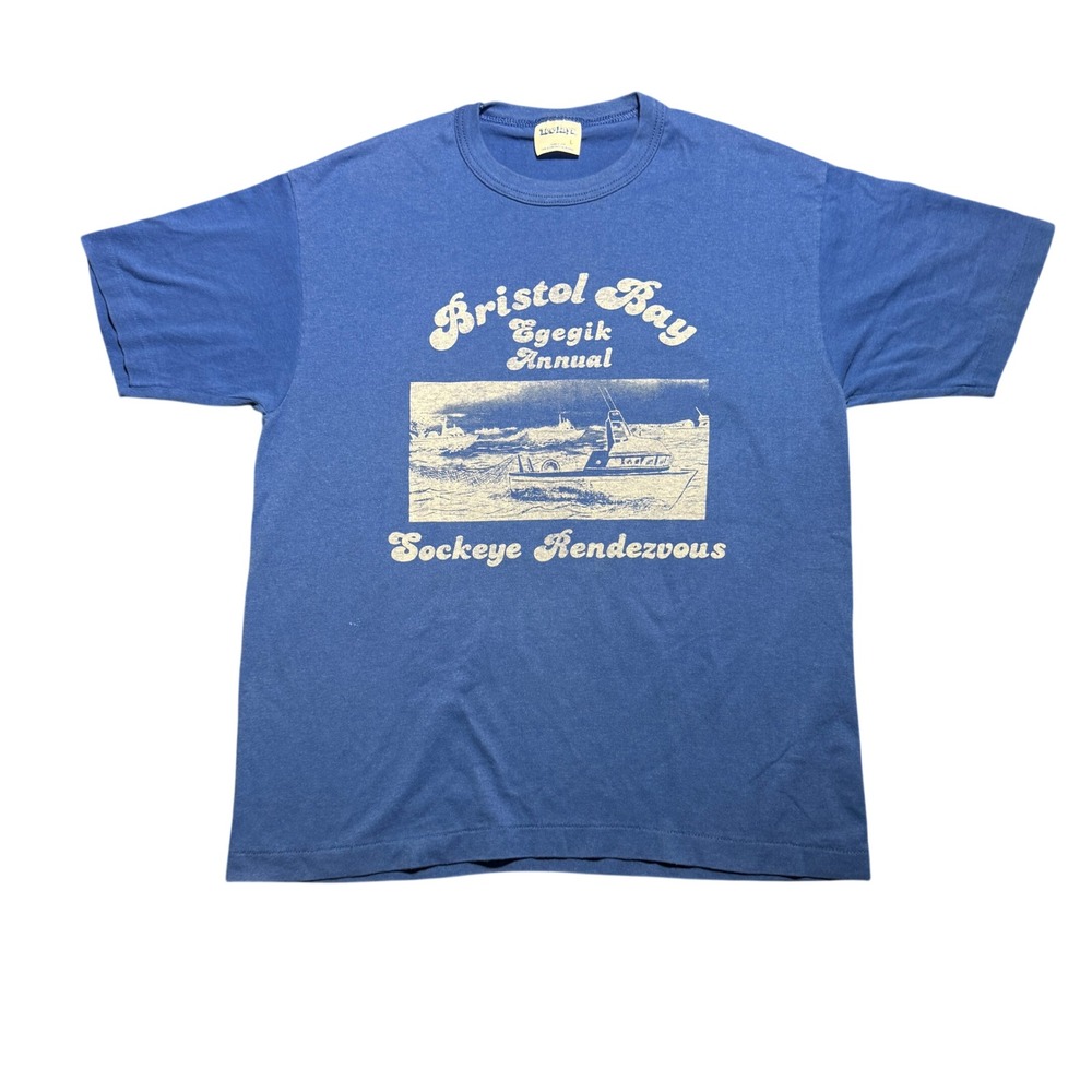 Vintage Bristol Bay Sockeye Rendezvous T-Shirt Blue Single Stitch L
